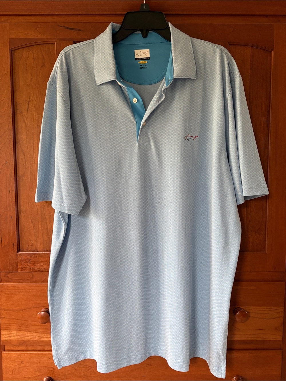 Greg Norman Collection Light Blue Polo with Contrast Placket